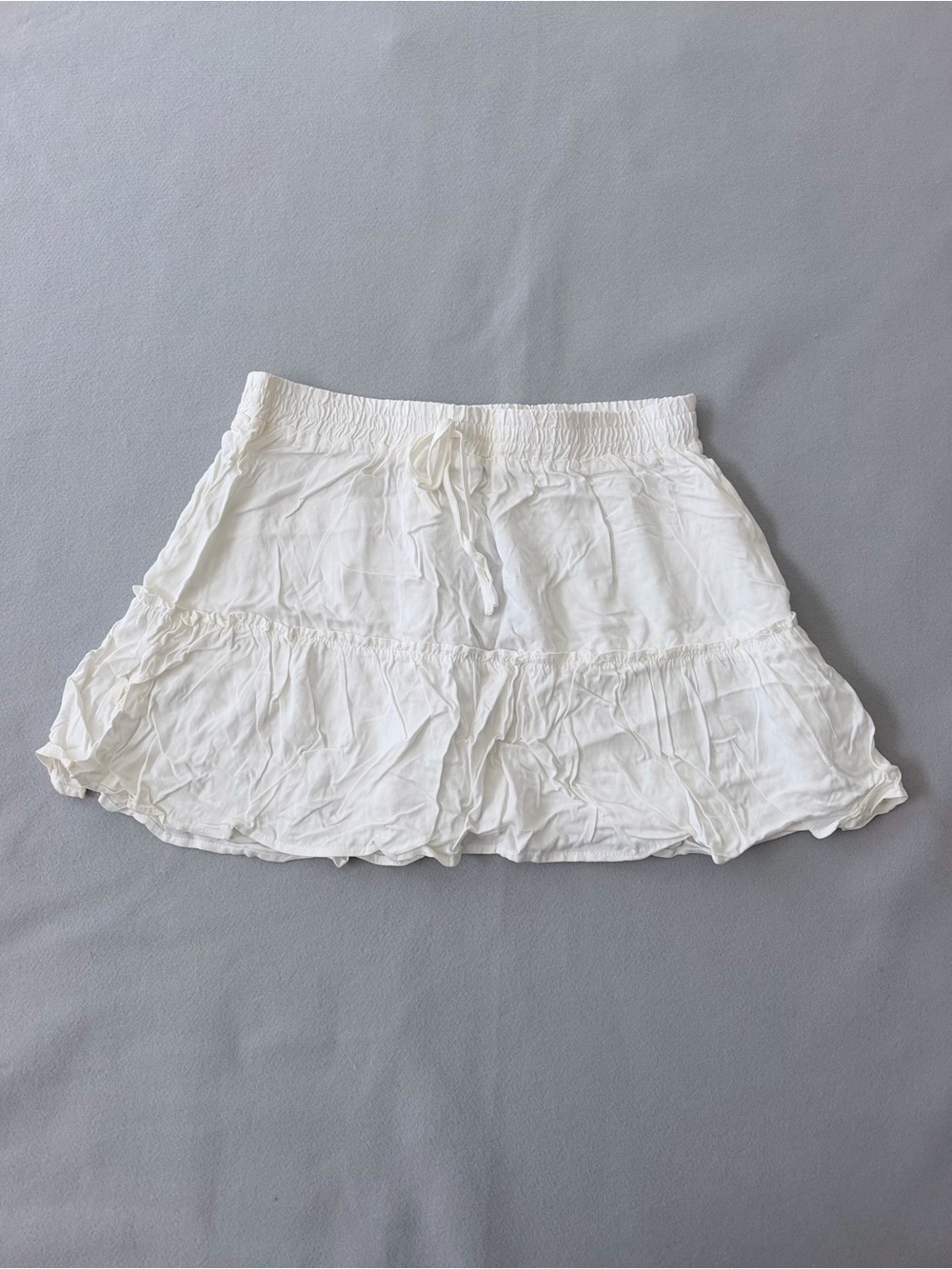 Shinestar White Ruffle Tiered Mini Skirt